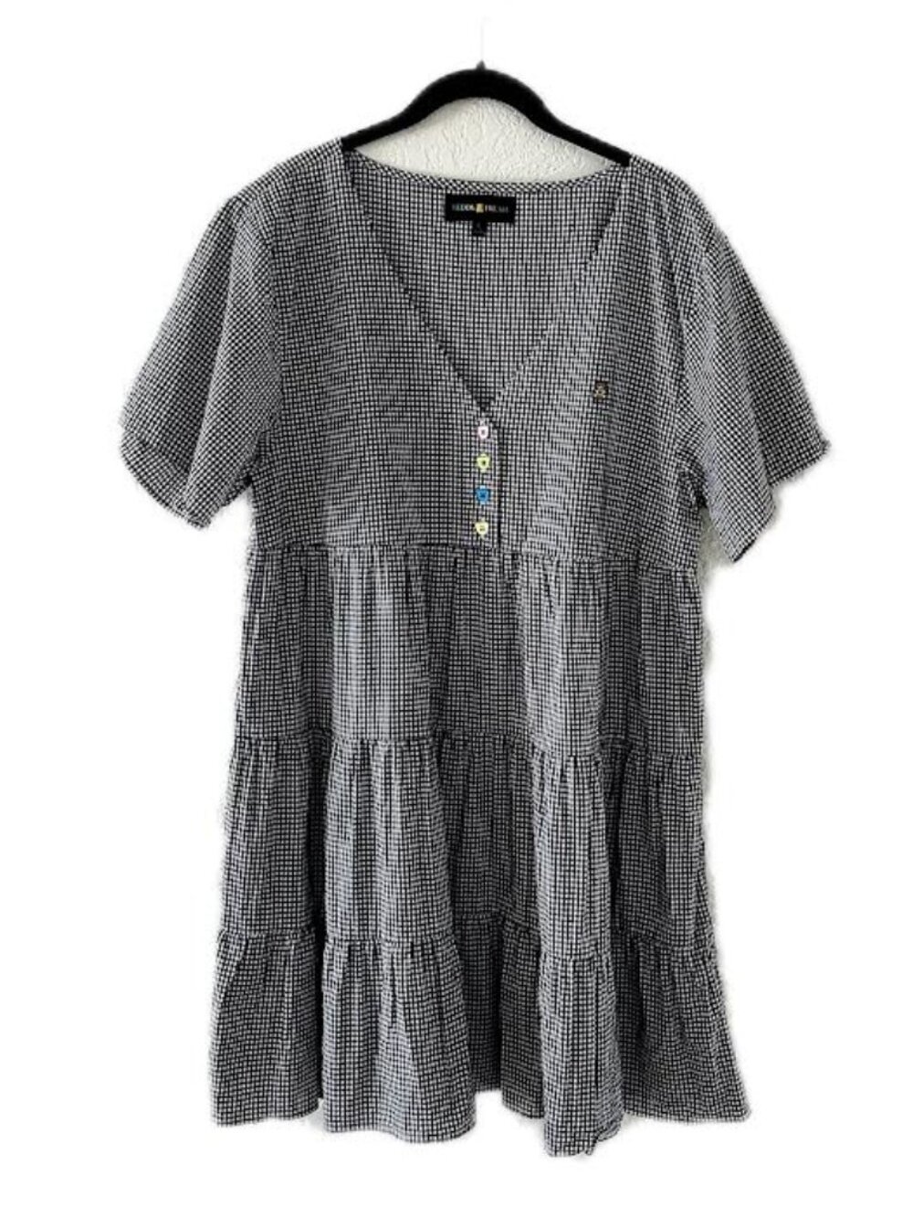 Teddy Fresh Gingham Button Dress Black & White